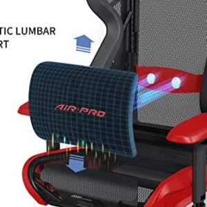 DXRacer Air Gaming Chair, Ultra-Breathable Mesh, 4D Armrests, Memory Foam Headrest, Magnetic Lumbar Support, Modular Design, Standard, Black and Red (Pro)