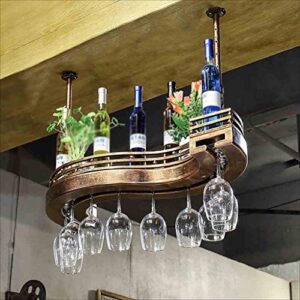 Wine Racks Metal Wine Rack/Hanging Red Wine Cup Holder/Hanging Upside Down Glass Holder/Creative Home Bar/Wine Rack Hanging Glass Holder (Size : 60 * 23cm)