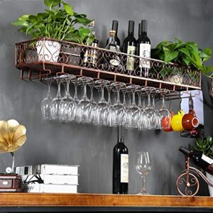 Wine Racks Metal Iron Wine Rack Upside Down Glass Holder Insert Glass Frame Hanging Wine Rack Shelf Creative Tall Cup Holder Glassware Rack (Size : L60*W25cm)