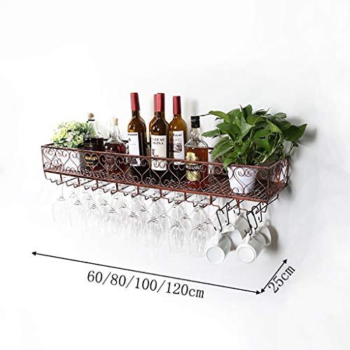 Wine Racks Metal Iron Wine Rack Upside Down Glass Holder Insert Glass Frame Hanging Wine Rack Shelf Creative Tall Cup Holder Glassware Rack (Size : L60*W25cm)