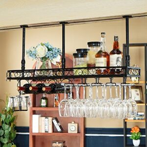 wine racks metal wine rack/hanging red wine cup holder/hanging upside down glass holder/creative home bar/wine rack hanging glass holder (color : 1, size : 60 * 25 * 32cm)