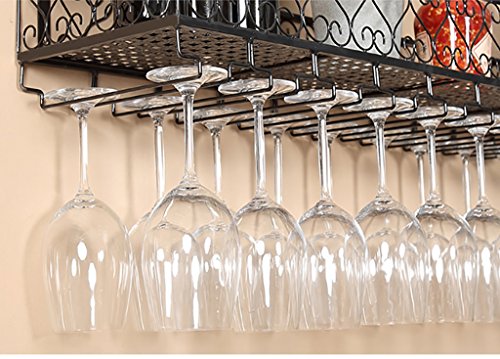 Wine Racks Metal Wine Rack/European Retro Wrought Iron Wine Rack Hanging Hanging Wine Cabinet/Wine Glass Rack Bar Wall Racks (Color : 2, Size : 120 * 25 * 16cm)