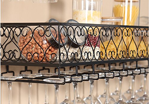 Wine Racks Metal Wine Rack/European Retro Wrought Iron Wine Rack Hanging Hanging Wine Cabinet/Wine Glass Rack Bar Wall Racks (Color : 2, Size : 120 * 25 * 16cm)