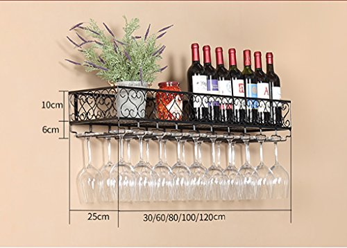 Wine Racks Metal Wine Rack/European Retro Wrought Iron Wine Rack Hanging Hanging Wine Cabinet/Wine Glass Rack Bar Wall Racks (Color : 2, Size : 120 * 25 * 16cm)