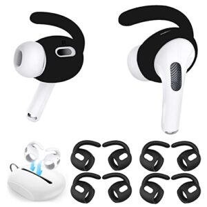 luckvan 4 pairs ear hooks for airpods pro 2 with silicone storage pouch earbuds cover for airpods pro2 accessory wing ear tips black