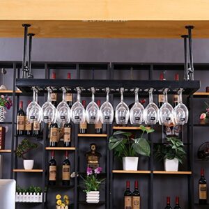wine racks metal wine rack, glassware rack, hanging wine rack, hanging goblet rack, creative wine glass holder (black) (size : l100*35cm)