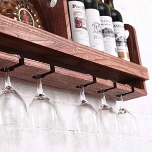 Wine Racks Metal Wine Rack Creative Wine Rack Solid Wood Cup Holder Shelf Goblet Holder Cup Holder Glassware Rack Plug-in Wine Rack Brown (Size : 45 * 9 * 25cm)