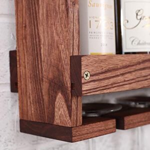 Wine Racks Metal Wine Rack Creative Wine Rack Solid Wood Cup Holder Shelf Goblet Holder Cup Holder Glassware Rack Plug-in Wine Rack Brown (Size : 45 * 9 * 25cm)