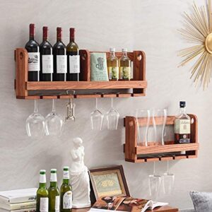 Wine Racks Metal Wine Rack Creative Wine Rack Solid Wood Cup Holder Shelf Goblet Holder Cup Holder Glassware Rack Plug-in Wine Rack Brown (Size : 45 * 9 * 25cm)