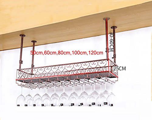 Wine Racks Metal Wine Rack/Hanging Red Wine Cup Holder/Hanging Upside Down Glass Holder/Creative Home Bar/Wine Rack Hanging Glass Holder (Size : 50 * 25cm)