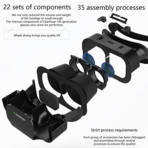 QIUSGE VR Headset Advanced All-in-One Virtual Reality Glasses Compatible with Phone,Soft & Comfortable New 3D VR Glasses Suitable for Movies with Remote Control (#3 VR Glasses +B Handle+Mirror Cloth)