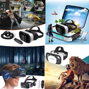 vr headset advanced all-in-one virtual reality glasses compatible with phone,soft & comfortable new 3d vr glasses suitable for movies with remote control (#1 vr glasses + remote controlnull)