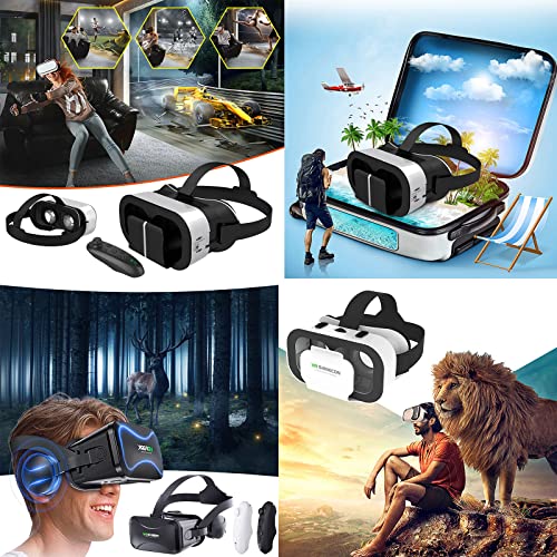 VR Headset Advanced All-in-One Virtual Reality Glasses Compatible with Phone,Soft & Comfortable New 3D VR Glasses Suitable for Movies with Remote Control (#1 VR Glasses + Remote controlnull)