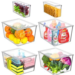 VOMOSI Large Clear Plastic Storage Bins with Lids - 6 Pack Stackable Bins for Pantry Organization, Office, and Bathroom Kitchen