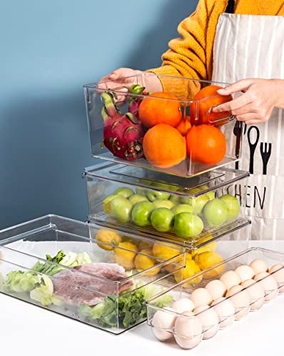 VOMOSI Large Clear Plastic Storage Bins with Lids - 6 Pack Stackable Bins for Pantry Organization, Office, and Bathroom Kitchen