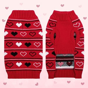 Queenmore Valentine Dog Sweater,Small Dog Sweater for Tiny Dogs,Teacups,frenchies,Chihuahuas,Yorkies,Turtleneck Girl Dogs Red Knit Sweaters Red,M