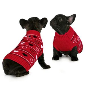 Queenmore Valentine Dog Sweater,Small Dog Sweater for Tiny Dogs,Teacups,frenchies,Chihuahuas,Yorkies,Turtleneck Girl Dogs Red Knit Sweaters Red,M