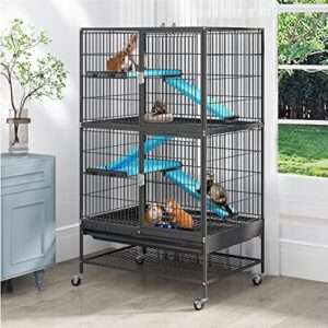 yitahome metal 4-tiers small animal cages for adult rats/rabbit/ferret/chinchilla/cats/guinea pig/large hamster indoor critter nation cage double-story