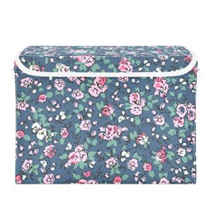 cute trendy floral flower foldable storage bins with lids decorative storage box container for home bedroom office