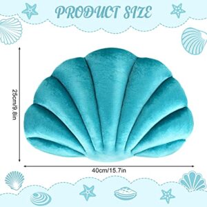 2 Pcs Seashell Pillow Soft Shell Pillow Seashell Shaped Accent Throw Pillows Cute Decorative Pillow Cushion for Couch Bed Sofa Living Room Bedroom Room Decor, White, Light Blue, 15.8 x 9.8 Inch