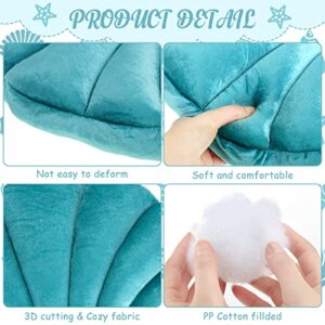 2 Pcs Seashell Pillow Soft Shell Pillow Seashell Shaped Accent Throw Pillows Cute Decorative Pillow Cushion for Couch Bed Sofa Living Room Bedroom Room Decor, White, Light Blue, 15.8 x 9.8 Inch