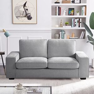 abakan 71.25" modern sofas couches for small space,chenille living room sofa loveseat with metal, solid wood, high density cotton, removable back cushion and seat cushion(grey)