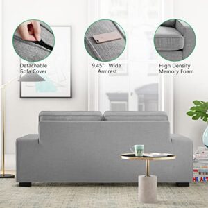 ABAKAN 71.25" Modern Sofas Couches for Small Space,Chenille Living Room Sofa Loveseat with Metal, Solid Wood, High Density Cotton, Removable Back Cushion and Seat Cushion(Grey)