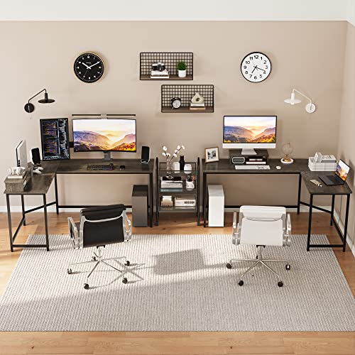 Weehom L Shaped Desk with Monitor Stand, Reversible Corner Computer Desk for Home Office, Modern Office Gaming Desk Study Writing Table(Dark Grey)