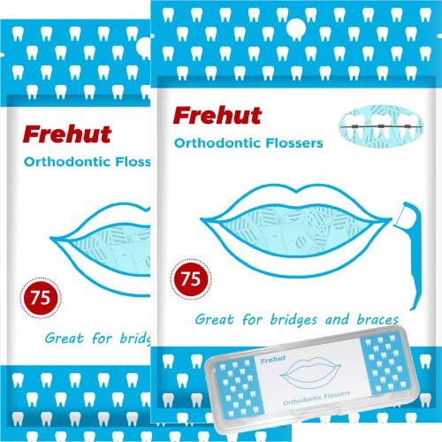 Frehut 150 Count Orthodontic Flossers for Braces, with a Travel Case