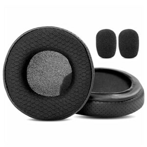 taizichangqin upgrade ear pads ear cushions mic foam replacement compatible with pdp afterglow ag 9 ag9 ps4 wireless headphone (black fabric earpads)
