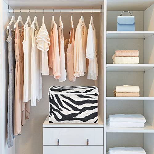 Zebra Texture Background Foldable Storage Bins with Lids Decorative Storage Box Container for Home Bedroom Closet Office