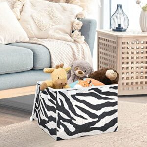 Zebra Texture Background Foldable Storage Bins with Lids Decorative Storage Box Container for Home Bedroom Closet Office