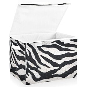 Zebra Texture Background Foldable Storage Bins with Lids Decorative Storage Box Container for Home Bedroom Closet Office