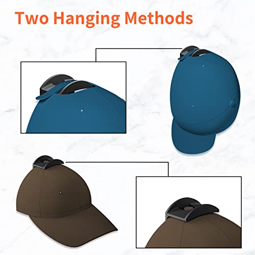 10 Pack Hat Rack, Hat Hanger and Hook, No Drilling and Wall Storage - Hat Holder Fits Baseball Caps and Hat of All Size - Easy to Install Hat Rack Wall Mount,Hat Holder Organizer for Bedroom - Black