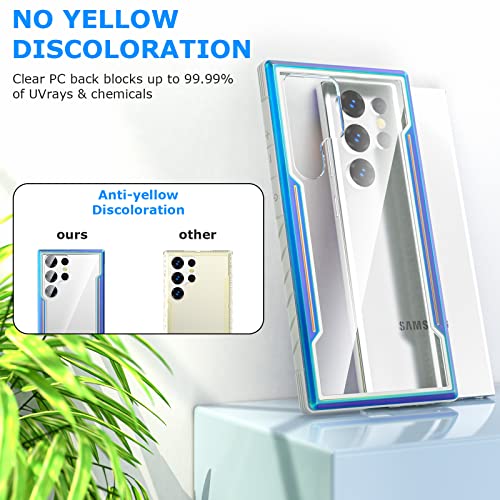 Compatible with Galaxy S23 Ultra Case, Heavy Duty Shockproof Military Drop Protection Slim Cases Phone Covers Clear for Samsung Galaxy S23 Ultra 5G 6.8 inches - Iridescent