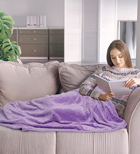 SUMGAR Lavender Throw Blankets Purple Thick Soft Fleece Blanket for Women Girls Bed Couch,Mandala Tufted Boho Fuzzy Warm Double Sided Flannel Blankets with Waterproof Inner Layer,Twin Size 60"x80"