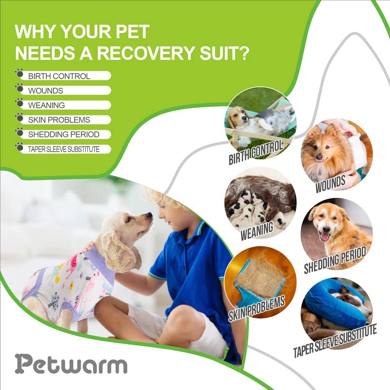 PetWarm Dog Surgical Recovery Suit – Post-Spay & Neuter, Weaning, Prevents Licking After Surgery Onesie for Male & Female – Pet Recovery Suit for Dogs – Professional Pet Recovery Shirt, XX-Large