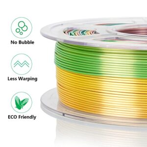 Silk PLA 3D Printer Filament, Dimensional Accuracy +/- 0.03 mm, 1 kg Spool(2.2lbs), PLA Shiny Filament 1.75 mm (Multicolored)