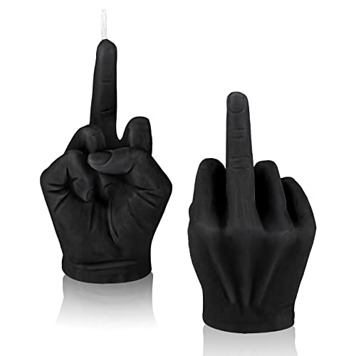 2 Pieces Middle Finger Aesthetic Candles Soy Wax Hand Shaped Candle Funky Room Decor Aesthetic Danish Room Decor Cool Trendy Modern Hippie Room Decor (Black)