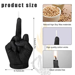 2 Pieces Middle Finger Aesthetic Candles Soy Wax Hand Shaped Candle Funky Room Decor Aesthetic Danish Room Decor Cool Trendy Modern Hippie Room Decor (Black)