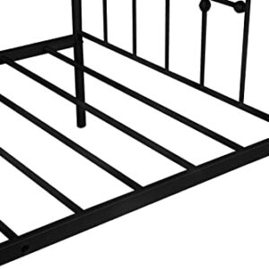 HOUAGI Metal Twin Daybed with Trundle,Sturdy Metal Slats Support,Noise Free/No Box Spring Needed,Black