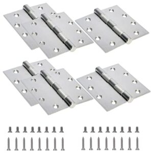 6-pack heavy duty commercial door hinge with silent steel plain ball bearing, 4.5 inch x 4.5 inch, thickness 3 mm stainless steel, square corners with 48 screws, super bearing capacity