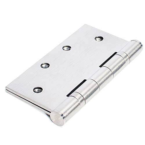 6-Pack Heavy Duty Commercial Door Hinge with Silent Steel Plain Ball Bearing, 4.5 inch X 4.5 inch, Thickness 3 mm Stainless Steel, Square Corners with 48 Screws, Super Bearing Capacity