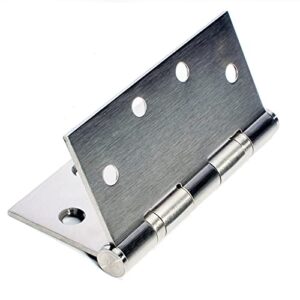 6-Pack Heavy Duty Commercial Door Hinge with Silent Steel Plain Ball Bearing, 4.5 inch X 4.5 inch, Thickness 3 mm Stainless Steel, Square Corners with 48 Screws, Super Bearing Capacity