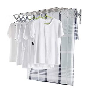 karmio wall mounted clothes drying rack stainless steel 5 bar towel rack expandable drying rack space-saving for laundry room, bathroom (size : 50cm)