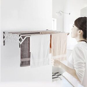 KARMIO Wall Mounted Clothes Drying Rack Stainless Steel 5 Bar Towel Rack Expandable Drying Rack Space-Saving for Laundry Room, Bathroom (Size : 50cm)