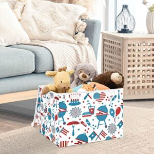 Fourth July Party Storage Bins with Lids Collapsible Storage Box Basket with Lid Closet Organizer Containers Storage Boxes for Organizing for Laundry Room School Office Cars