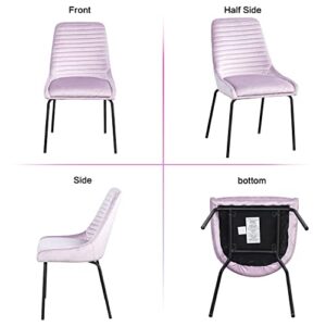 Leather Accent Chair Metal Frame Dining Room Chairs with Extra Thick Padded Backrest and Seat Cushion Non-Slip Adsorption Feet, Vanity Chairs for Bedroom for Home/Office/Hotel, Pink