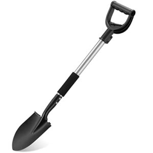 shovels for digging ,31 inch long & 1-1/4inch diameter with curved d -shaped handle heavy duty car shovel, suitable for excavation camping car gardening.