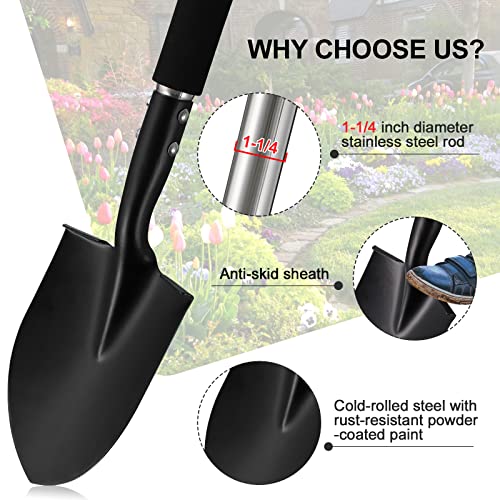 Shovels for Digging ,31 inch Long & 1-1/4inch Diameter with Curved D -Shaped Handle Heavy Duty Car Shovel, Suitable for Excavation Camping Car Gardening.